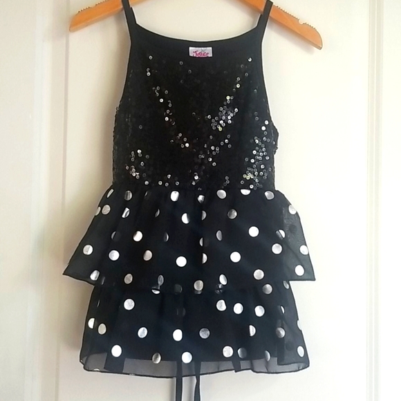Justice Other - Justice Girls Dressy Top Black & Silver Dots